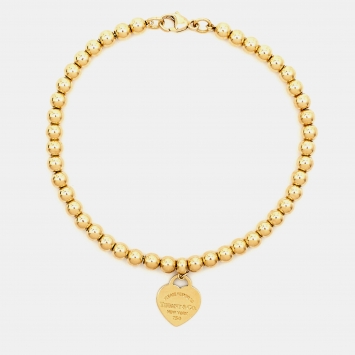 Pre Owned Tiffany & Co. Return To Tiffany 18k Yellow Gold Beaded Bracelet