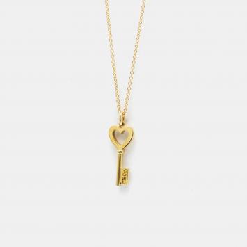 Pre Owned Tiffany & Co. 18K Rose Gold Heart Key Pendant Necklace