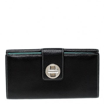 Pre Owned Tiffany & Co. Black Leather Continental Wallet
