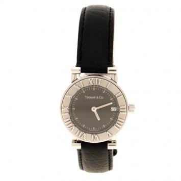 Pre Owned Tiffany & Co. Black Stainless Steel Atlas Women's Wristwatch 25 mm