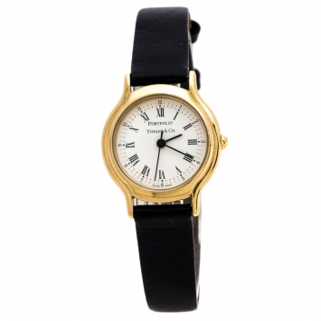 Pre Owned Tiffany & Co. White Gold Plated Portfolio Women's Wristwatch 25 mm
