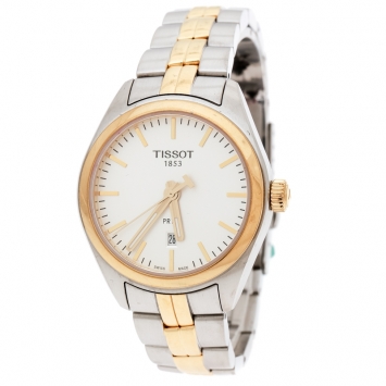 Pre Owned Tissot Silver White Two-Tone Stainless Steel PR100 Women's Wristwatch 39 mm
