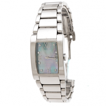 Pre Owned Tissot Purple Mother Of Pearl Stainless Steel Generosi-T T007309A Women's Wristwatch 24.50 mm