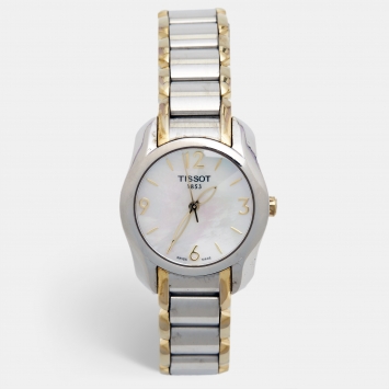 Pre Owned Tissot Mother of Pearl Two Tone Stainless Steel T-Wave T023210A Women's Wristwatch 28 mm