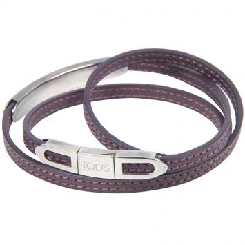 Pre Owned Tod's Lilac Leather Triple Wrap Bracelet