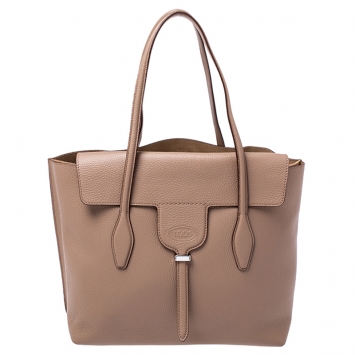Pre Owned Tod's Beige  Leather Joy Medium Tote 