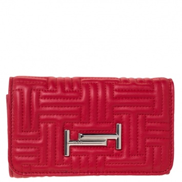 Pre Owned Tod's Red Leather Trifold Wallet