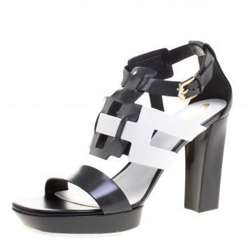 Pre Owned Tod's Two Tone Leather Cutout Platform Sandals Size 39