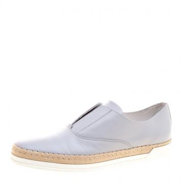 Pre Owned Tod's Grey Leather Francesina Espadrille Slip On Sneakers Size 38