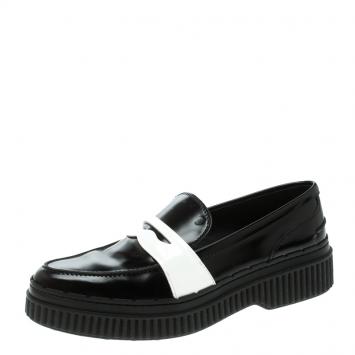Pre Owned Tod's Black Leather Platform Penny Loafers Size 39