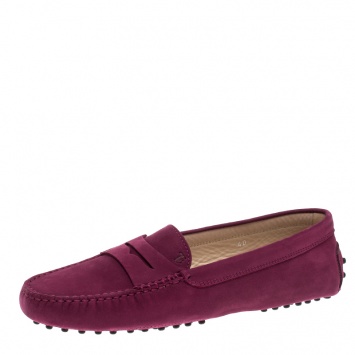 Pre Owned Tod's Purple Suede Penny Loafers Size 40