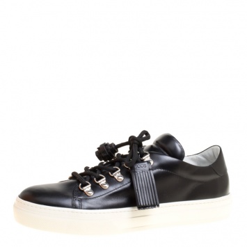 Pre Owned Tod's Black Leather Sportivo Ganci Lace Up Sneakers Size 40