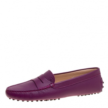 Pre Owned Tod's Purple Leather Penny Loafers Size 40
