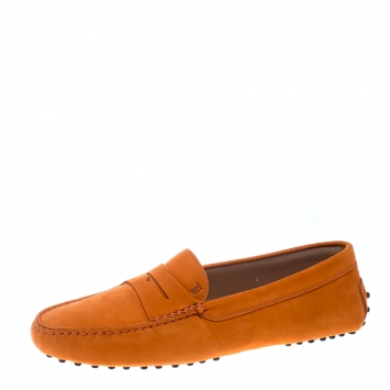 Pre Owned Tod's Orange Suede Penny Loafers Size 41