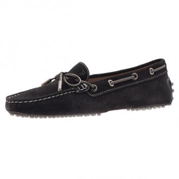 Pre Owned Tod's Black Suede Bow Loafers Size 37