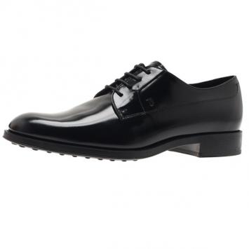Pre Owned Tod's Black Glazed Leather Oxfords Size 37.5