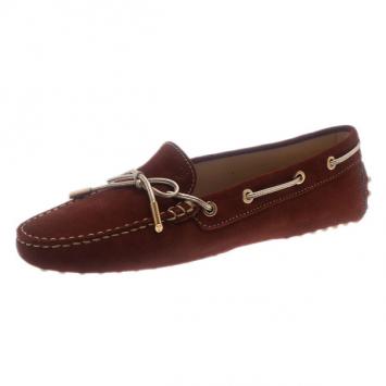 Pre Owned Tod's Brown Suede Bow Loafers Size 38.5