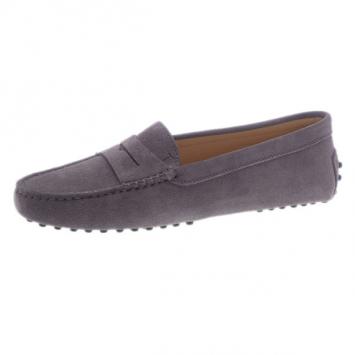 Pre Owned Tod's Lilac Suede Penny Loafers Size 37