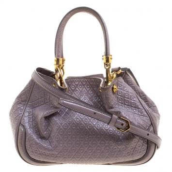 Pre Owned Tod's Grey Patent Leather Signature Racing Sacca Piccola Bag