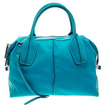 Pre Owned Tod's Blue Leather D Cube Bowler Bag