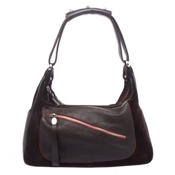 Pre Owned Tod's Ferrari Dark Brown Suede and Leather Micky Hobo