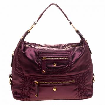 Pre Owned Tod's Purple Nylon Pashmy Hobo