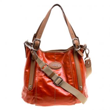 Pre Owned Tod's Orange Coated Fabric Gummy Bag