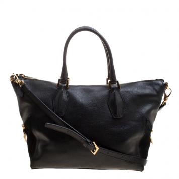 Pre Owned Tod's Black Leather ALR Tracolla Piccola Shopper Tote