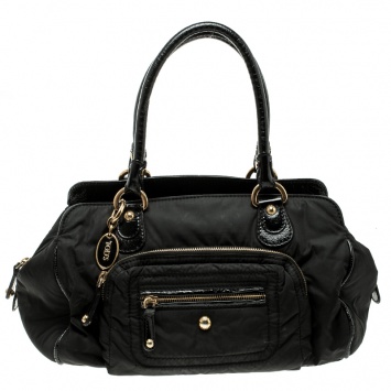 Pre Owned Tod's Black Nylon Pashmy Satchel
