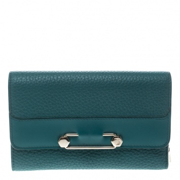 Pre Owned Tod's Green Leather Brooch Wallet