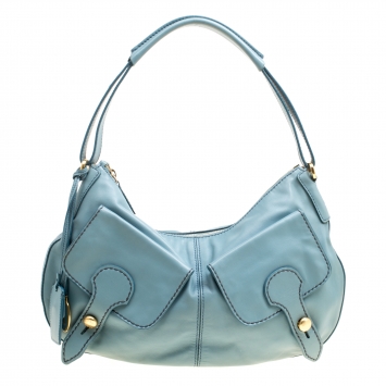 Pre Owned Tod's Pale Blue Leather Benji Sacca Hobo