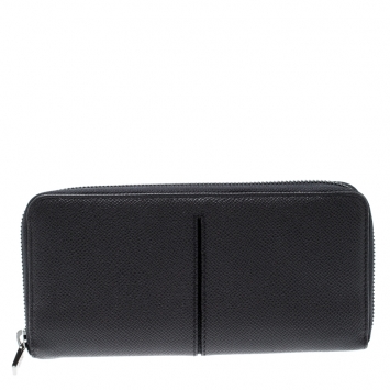 Pre Owned Tod's Grey Leather Zip Around Wallet