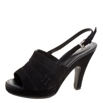Pre Owned Tod's Black Suede Open Toe Platform Sandals Size 39