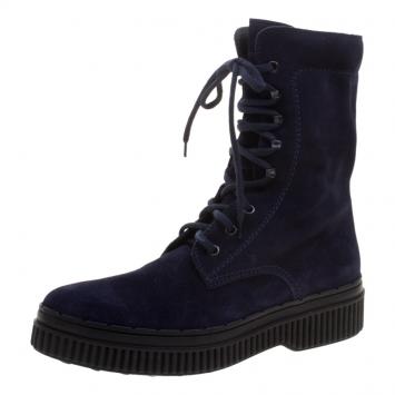 Pre Owned Tods Navy Blue Suede Lace Up Ankle Boots Size 41