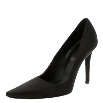Pre Owned Tod's Black Satin Pointed Toe Pumps Size 39.5