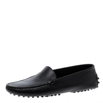 Pre Owned Tod's Black Leather Loafers Size 37