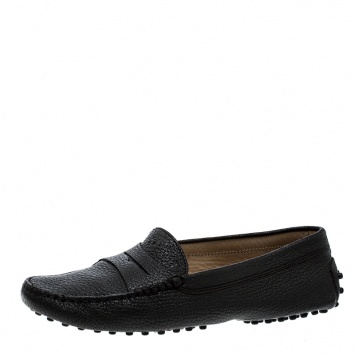 Pre Owned Tod's Black Leather Penny Loafers Size 37