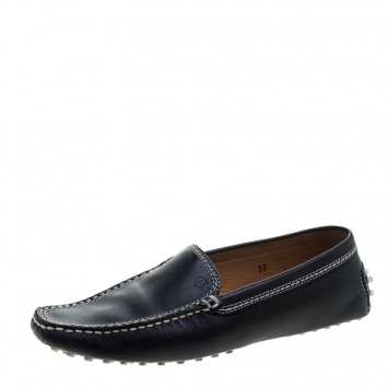 Pre Owned Tod's Black Leather Loafers Size 37