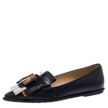 Pre Owned Tod's Multicolor Leather Tassel Fringe Detail Loafers Size 37
