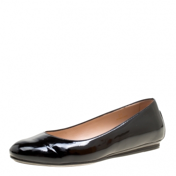 Pre Owned Tod's Black Patent Leather Round Toe Ballet Flats Size 37