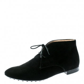 Pre Owned Tod's Black Suede Desert Boots Size 38