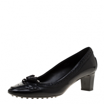 Pre Owned  Tod's Black Leather Tassel Detail Loafer Pumps Size 40
