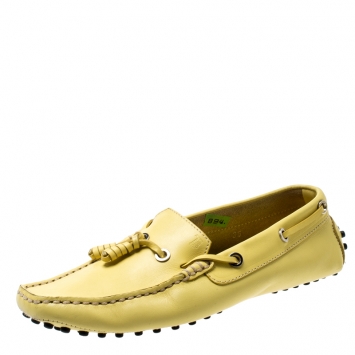Pre Owned Tod's Yellow Leather Tassel Detail Loafers Size 36