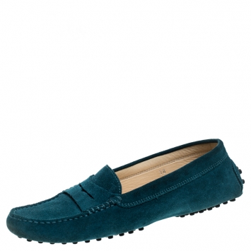 Pre Owned Tod's Green Suede Gommino Penny Loafer Size 38