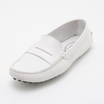 Pre Owned Tod's White Leather Driving Loafers 40