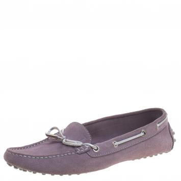 Pre Owned Tod's Lavender Suede Bow Loafers Size 40 