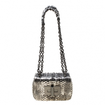 Pre Owned Tom Ford Metallic Grey Python Natalia Shoulder Bag