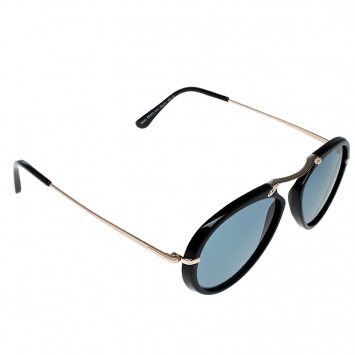 Pre Owned Tom Ford Black/Blue TF473 Aaron Aviator Sunglasses 