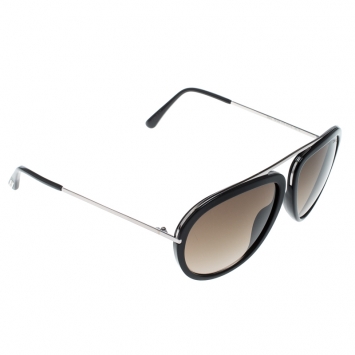 Pre Owned Tom Ford Brown TF452 Stacy Aviator Sunglasses 