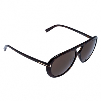 Pre Owned Tom Ford Brown Tortoise Marley Aviator Sunglasses
